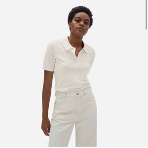 Everlane EUC Organic Cotton Pique Polo — Yellow Cream Color